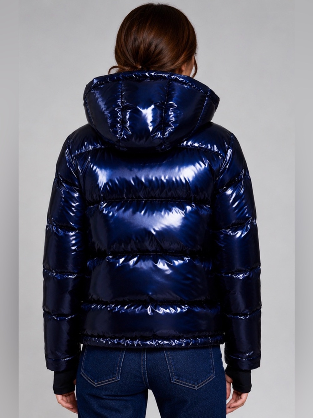 🆕 BCBGeneration Liquid Sapphire Puffer Winter Coat XL – Eco-Friendly Feather - Picture 2 of 13